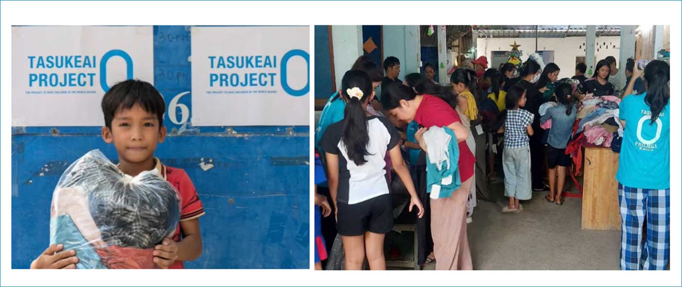 カンボジア・シェムリアップの避難所へ衣料品を配布